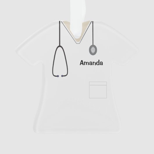 Scrubs Uniform Nurse White Christmas Shirt Orn Ornament (Vorderseite)