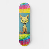 Scruffy Cat Art lustiges Skateboard Deck (Vorderseite)