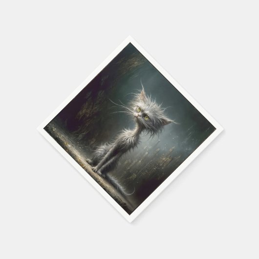 Scruffy Cat Serviette (Ecke)