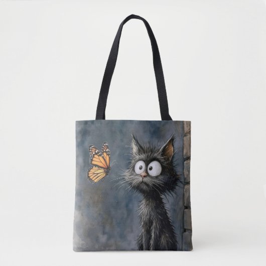 Scruffy Cat Staring at a Butterfly Tasche (Vorderseite)