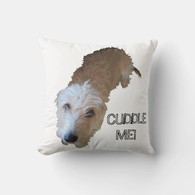 Scruffy Hund "CUDDLE ME!" Kissen (Vorderseite)