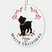 Scruffy Mutt Berry Merry Weihnachtsdekoration Keramik Ornament (Links)