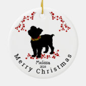 Scruffy Mutt Berry Merry Weihnachtsdekoration Keramik Ornament (Hinten)