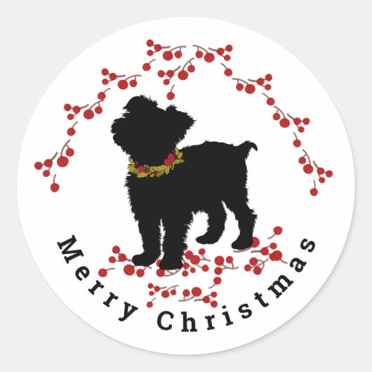 Scruffy Mutt Berry Merry Weihnachtssticker Runder Aufkleber (Vorderseite)