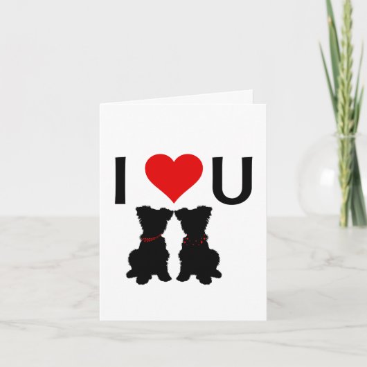 Scruffy Mutts "I Liebe U" Faltkarte des Valentins Karte (Vorderseite)