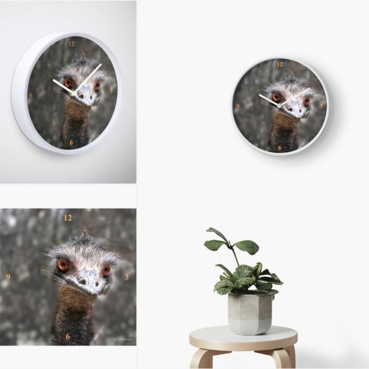 Scruffy Ole Bird, Emu. Quadratische Wanduhr