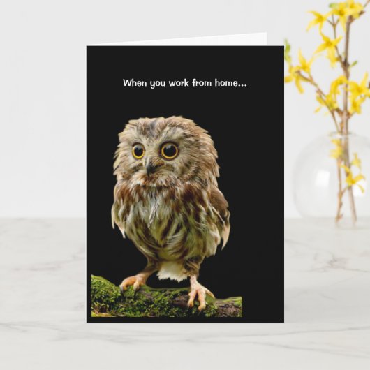 Scruffy Owl Arbeiten von Zuhause Karte (Gelbe Blume)