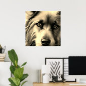 SCRUFFY TERRIER DOG SEPIA POSTER (Heimbüro)