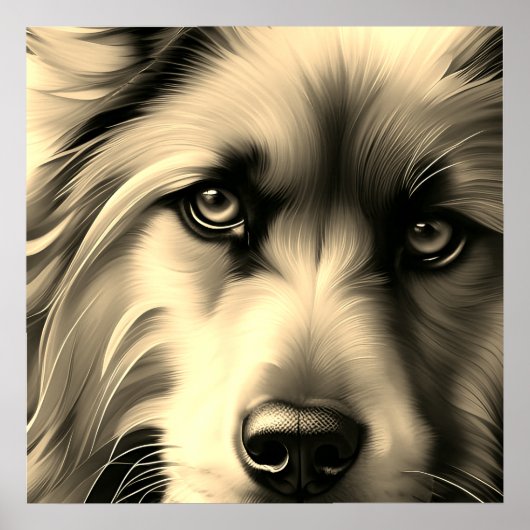 SCRUFFY TERRIER DOG SEPIA POSTER (Vorne)