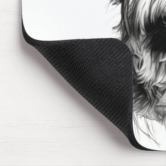 Scruffy Terrier Portrait Sketch Mousepad (Ecke)