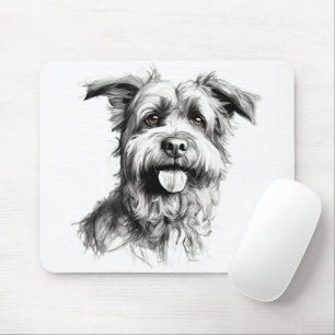 Scruffy Terrier Portrait Sketch Mousepad