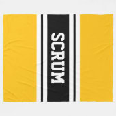 SCRUM Sporty Black White Yellow Rugby Stripes Fleecedecke (Vorderseite (Horizontal))