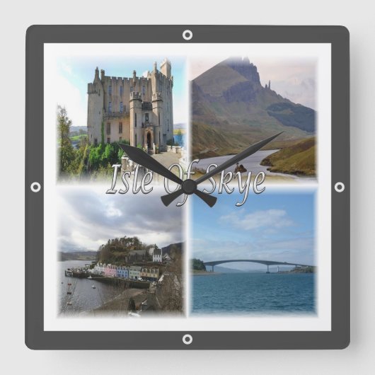 SCT005 SCOTLAND, die Insel der Augen, Quadratische Wanduhr (Vorderseite)