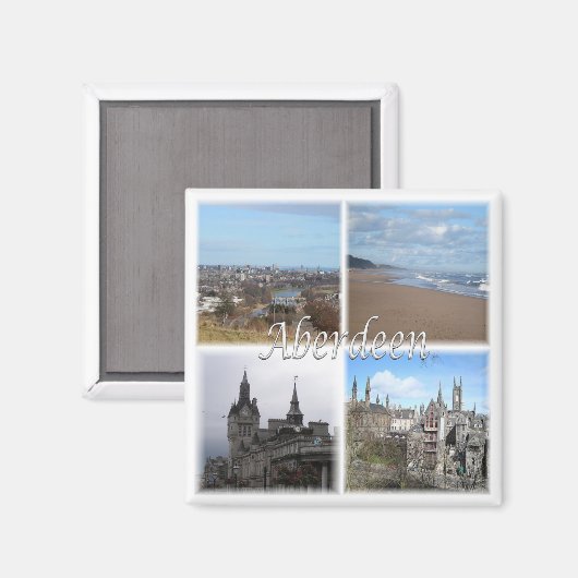 SCT016 ABERDEEN, Schottland, Kühlschrank Magnet (Vorderseite/Rückseite)