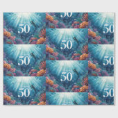 Scuba 50th birthday underwater birthday card  geschenkpapier (Flach)