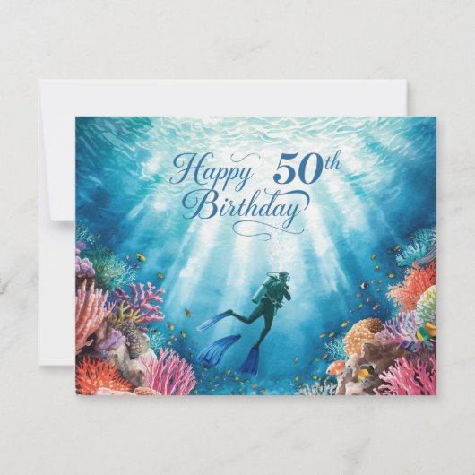 Scuba 50th birthday underwater birthday card  karte (Vorderseite)