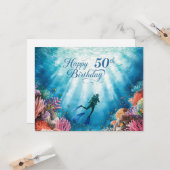 Scuba 50th birthday underwater birthday card  karte (Vorderseite/Rückseite Beispiel)