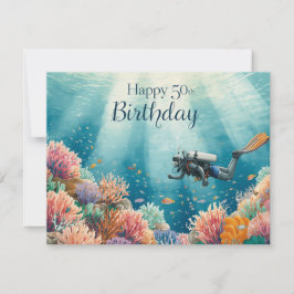Scuba 50th birthday underwater birthday card  karte