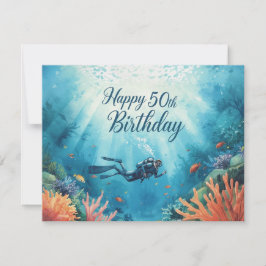 Scuba 50th birthday underwater birthday card  karte