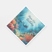Scuba 50th birthday underwater birthday card serviette (Ecke)