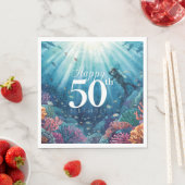 Scuba 50th birthday underwater birthday card serviette (Beispiel)