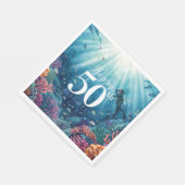 Scuba 50th birthday underwater birthday card serviette (Ecke)