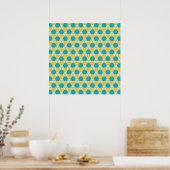 Scuba Blue and Yellow Triangle-Hex Poster (Küche)