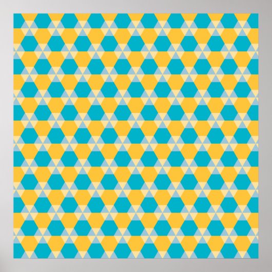 Scuba Blue and Yellow Triangle-Hex Poster (Vorne)