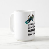 Scuba Cat Diving Blue Wet Suit funny saying Kaffeetasse (Vorderseite Links)