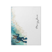 Scuba Cat Diving Blue Wet Suit Notizblock (Rotiert)