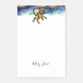Scuba Cat Diving Blue Wet Suit Post-it Klebezettel