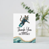 Scuba Cat Diving Blue Wet Suit Postkarte (Stehend Vorderseite)