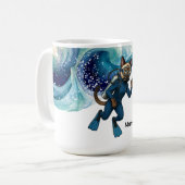 Scuba Cat Diving Blue Wet Suit with your name Kaffeetasse (Vorderseite Links)