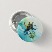 Scuba Cat is diving  Underwater  Button (Vorne & Hinten)