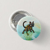 Scuba Cat is diving  Underwater  Button (Vorne & Hinten)
