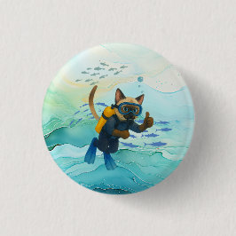 Scuba Cat is diving  Underwater  Button