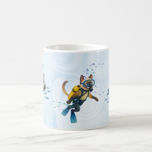 Scuba Cat is diving  Underwater  Kaffeetasse (Mittel)