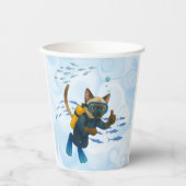 Scuba Cat is diving  Underwater  Pappbecher (Vorderseite)