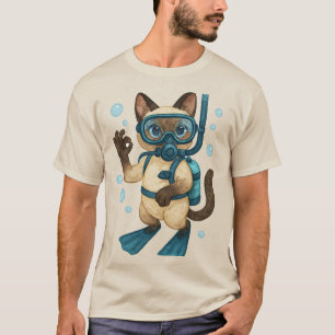 Scuba Cat-Tauchen mit O.K.-Zeichen T-Shirt