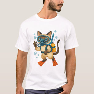Scuba Cat-Tauchen mit O.K.-Zeichen T-Shirt
