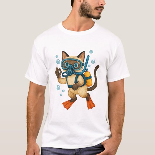Scuba Cat-Tauchen mit O.K.-Zeichen T-Shirt (Vorderseite)