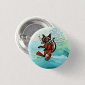 Scuba Cat taucht unter Wasser Button (Vorne & Hinten)