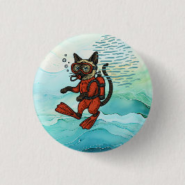 Scuba Cat taucht unter Wasser  Button