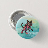 Scuba Cat taucht unter Wasser Button (Vorne & Hinten)