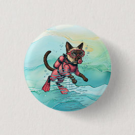 Scuba Cat taucht unter Wasser Button