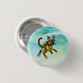 Scuba Cat taucht unter Wasser Button (Vorne & Hinten)