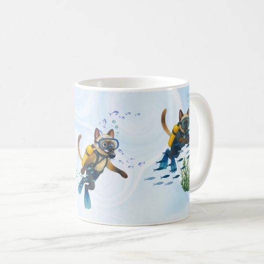 Scuba Cat taucht unter Wasser Kaffeetasse (VorderseiteRechts)