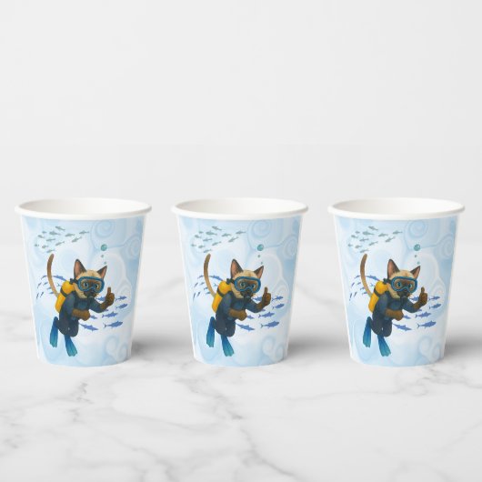 Scuba Cat taucht unter Wasser Pappbecher (Multi)