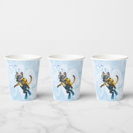 Scuba Cat taucht unter Wasser Pappbecher (Multi)