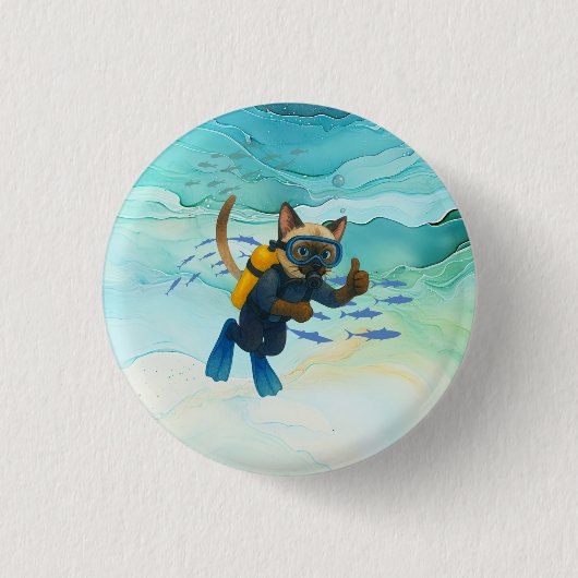 Scuba Cat taucht Unterwasser Button (Vorderseite)